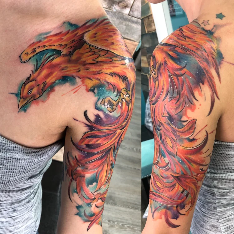 Color phoenix half sleeve