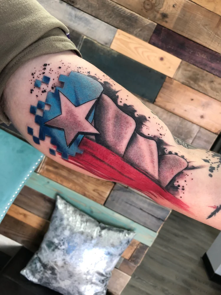 Color Texas flag tattoo on the forearm